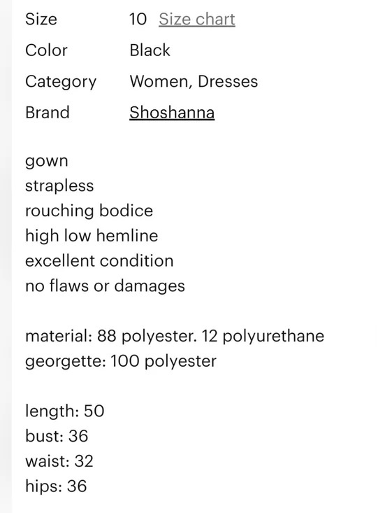 Shoshana Strapless Black Faux-Leather Bodice Asymmetric Midi Dress Sz 10 - Picture 12 of 12